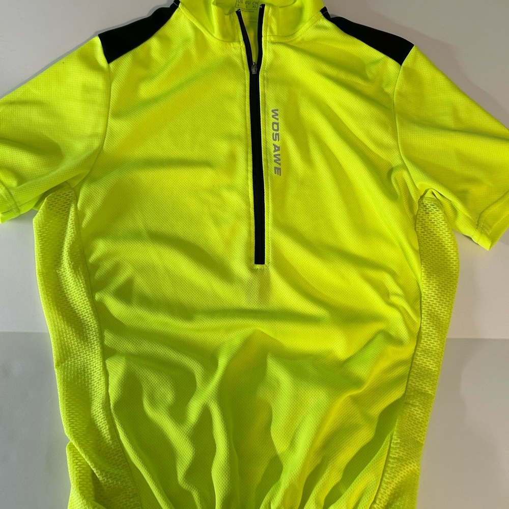 Cycling Jersey.‎ Elastic waist and holder on back. Hi-Vis yellow
